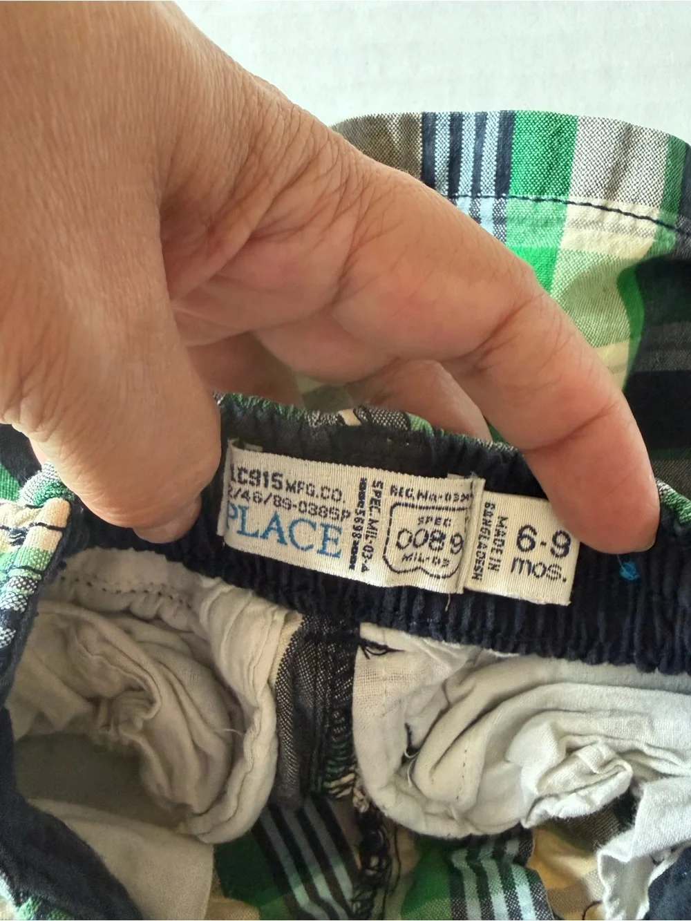 Vintage The Children’s Place Baby Plaid Cargo Shorts 6-9M
